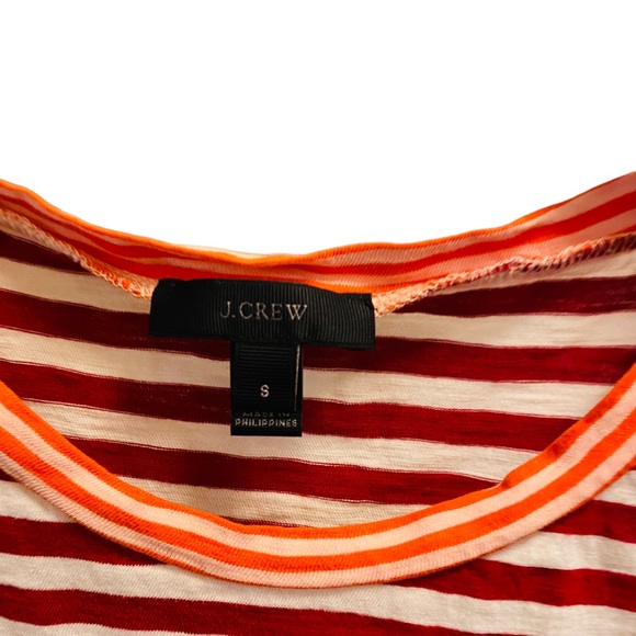 ⭐️ J. Crew Red & Orange Striped Contrast Tee - Picture 3 of 3